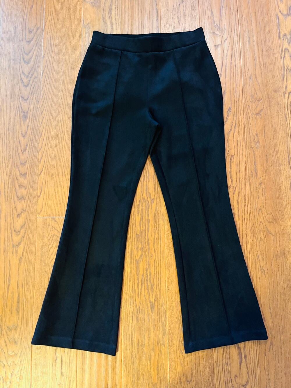 Matty M Women’s Black Pull-On Flare Pants Seam Front Stretch Dress Pants